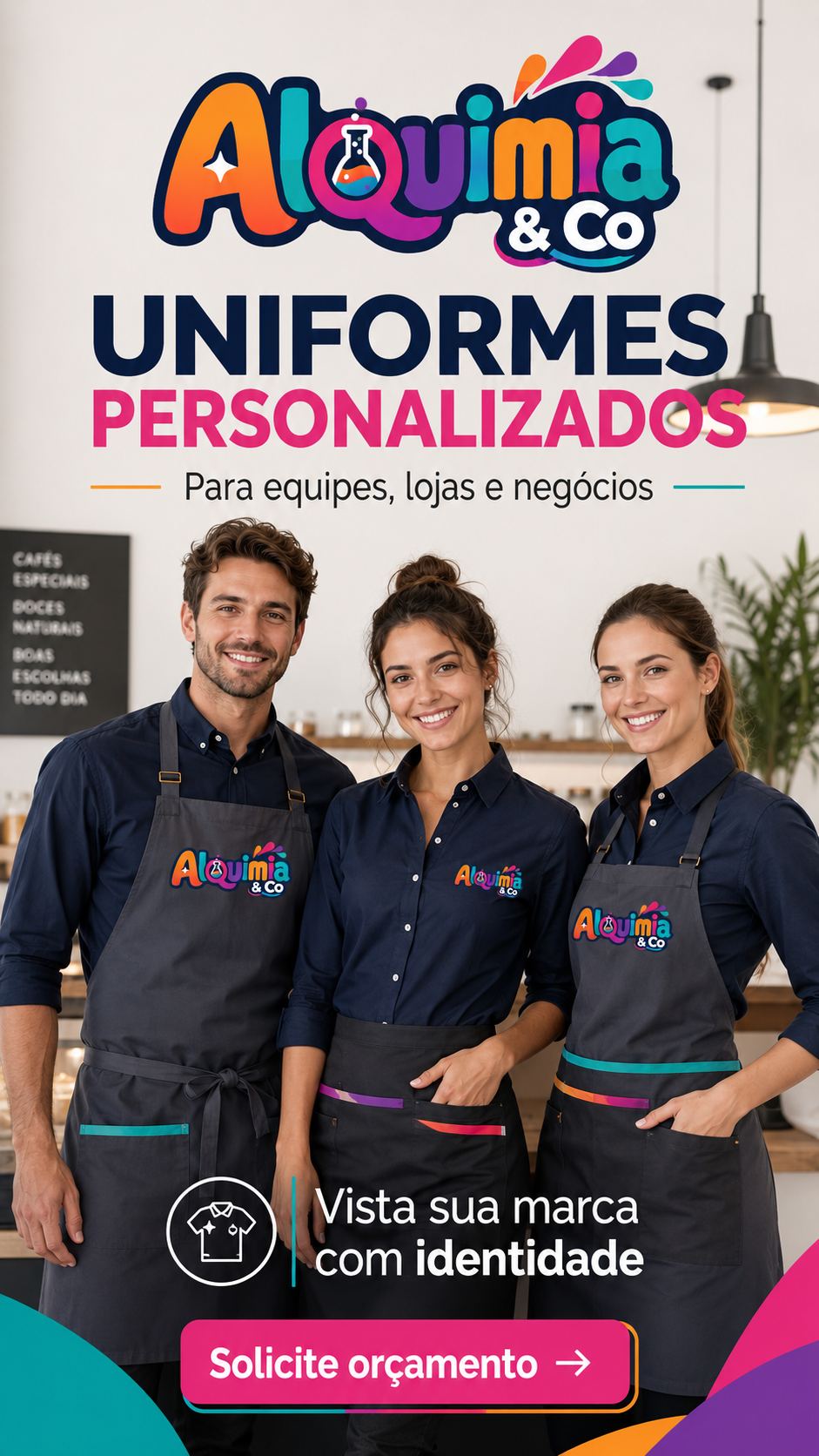 Uniformes personalizados exemplo Alquimia & Co
